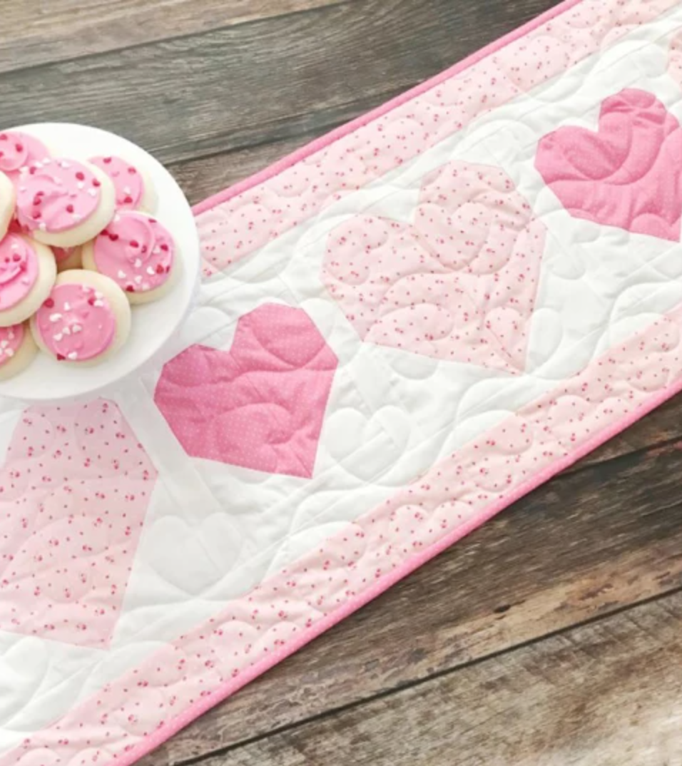 pale pink heart table runner