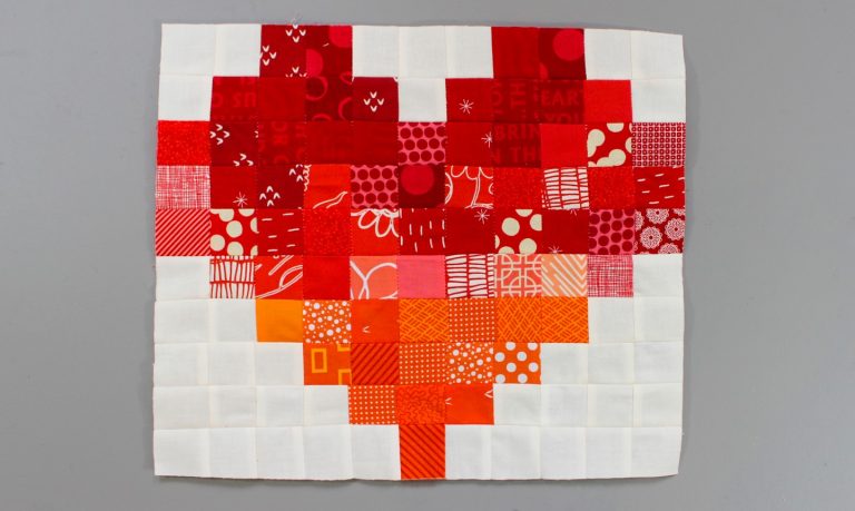 pixelated heart quilt block