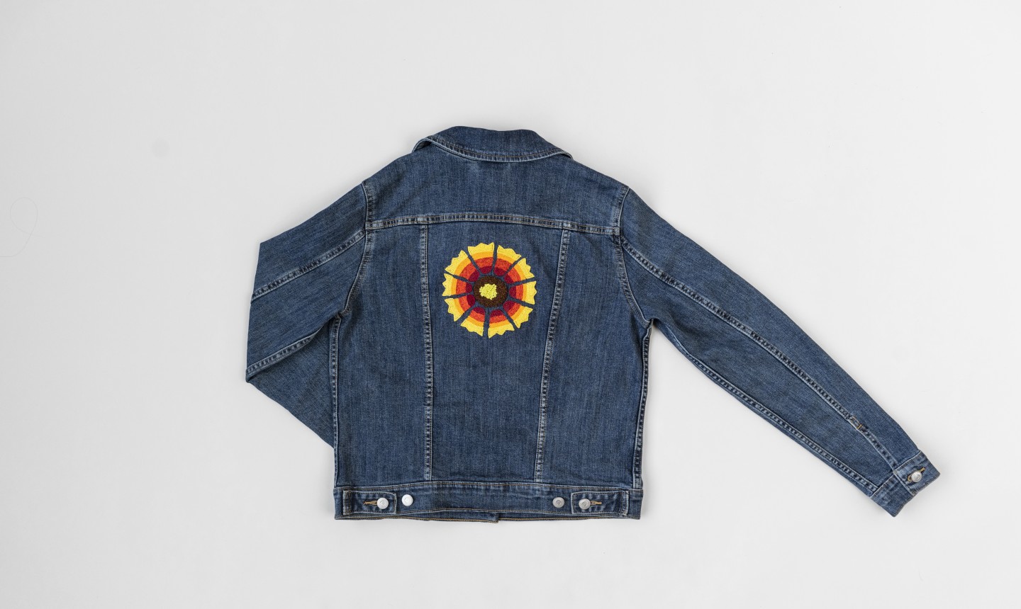 jean jacket with embroidered back