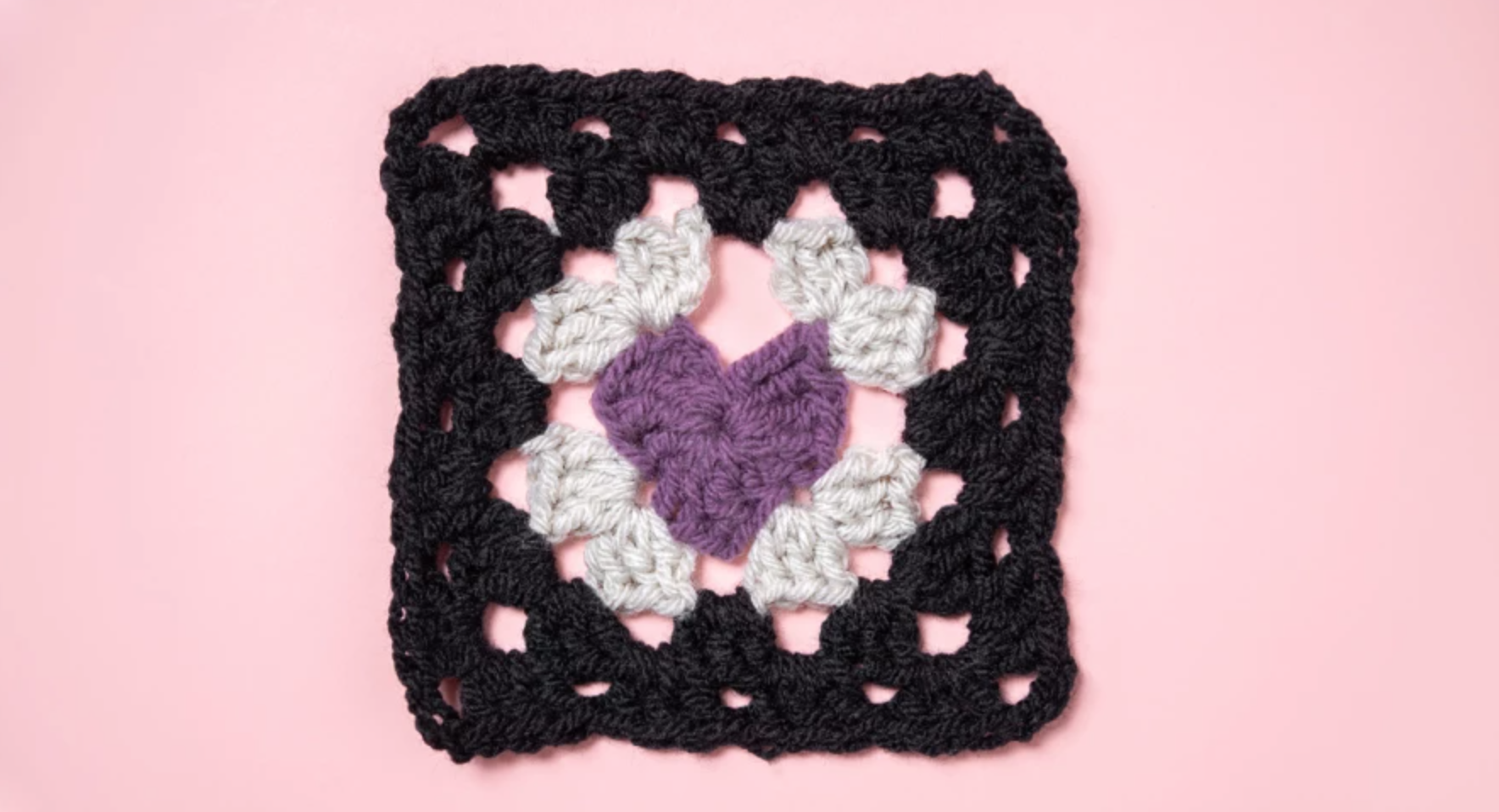 granny square with heart center