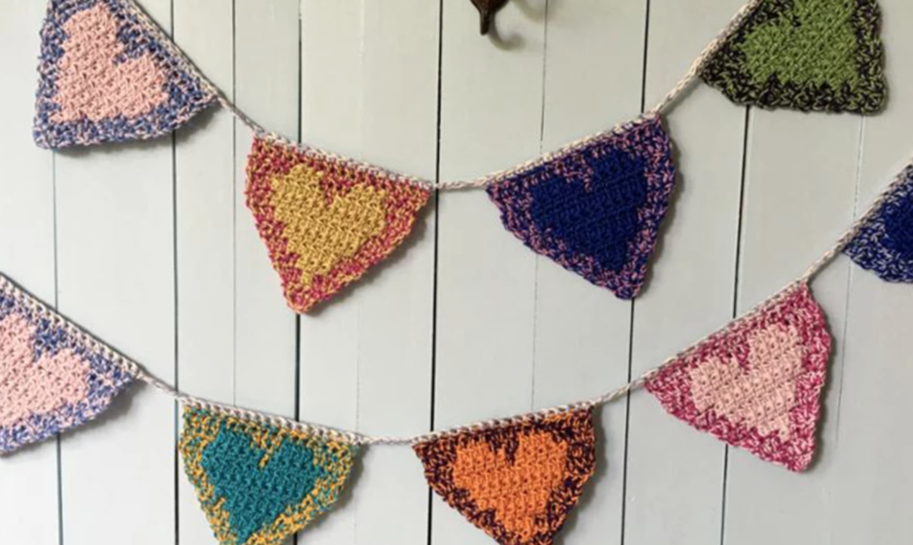 crochet heart garland