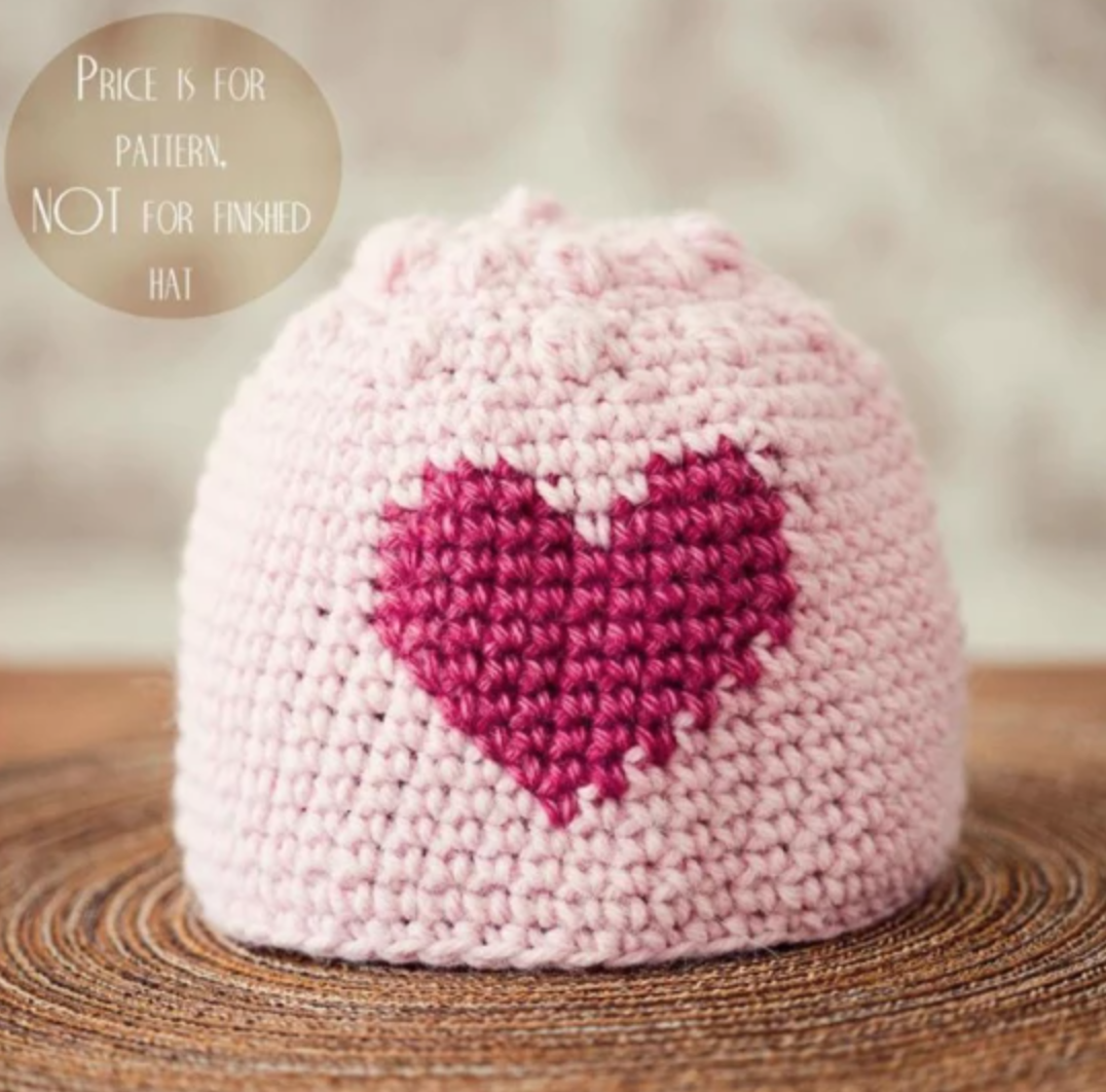 crochet heart bobble hat