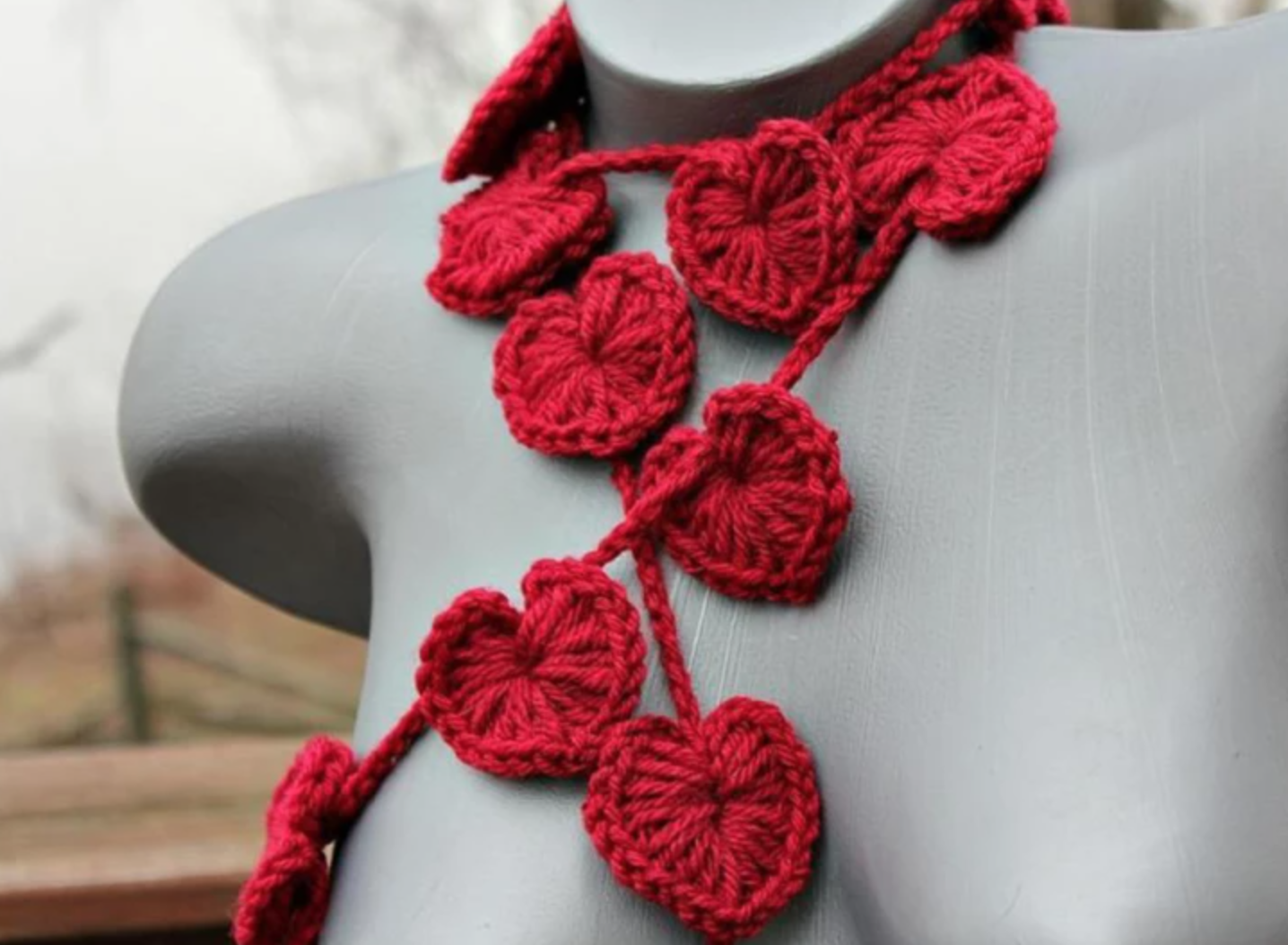 crochet puffy heart garland