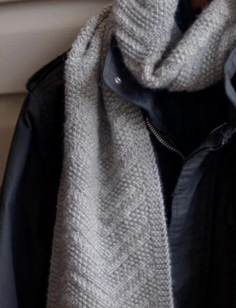 knit gray scarf