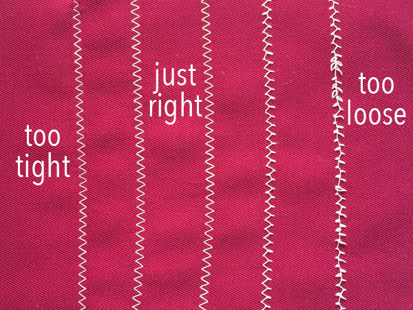 Maroon cloth with zigzag stitch examples