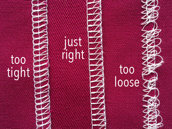 Maroon cloth with serger stitch examples