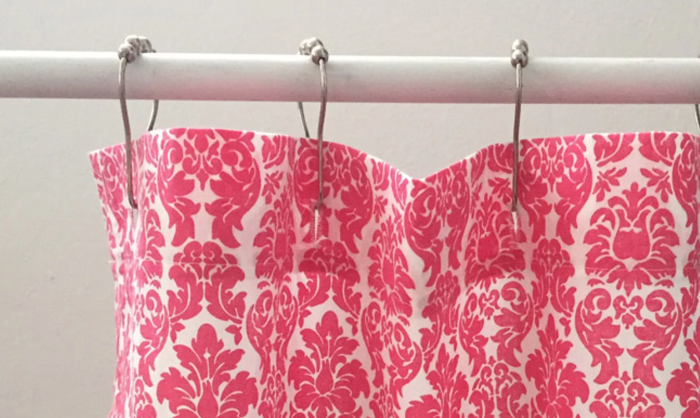 pink fabric shower curtain