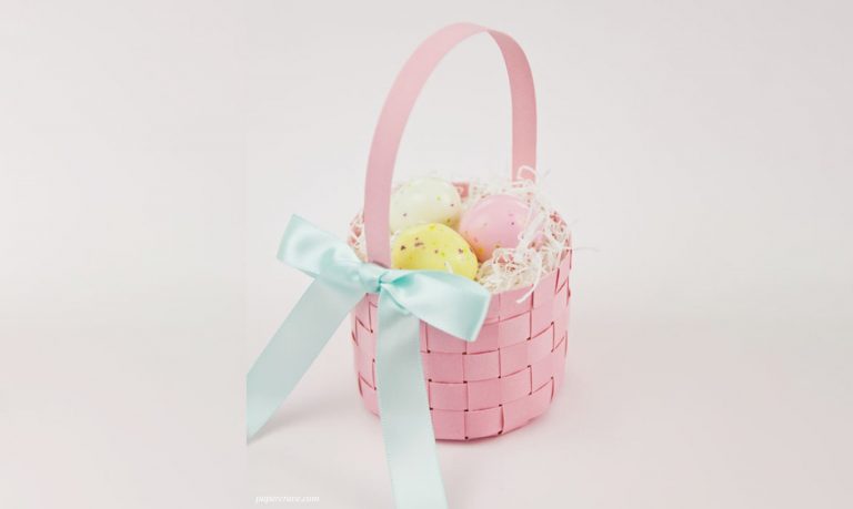 pink paper easter basket
