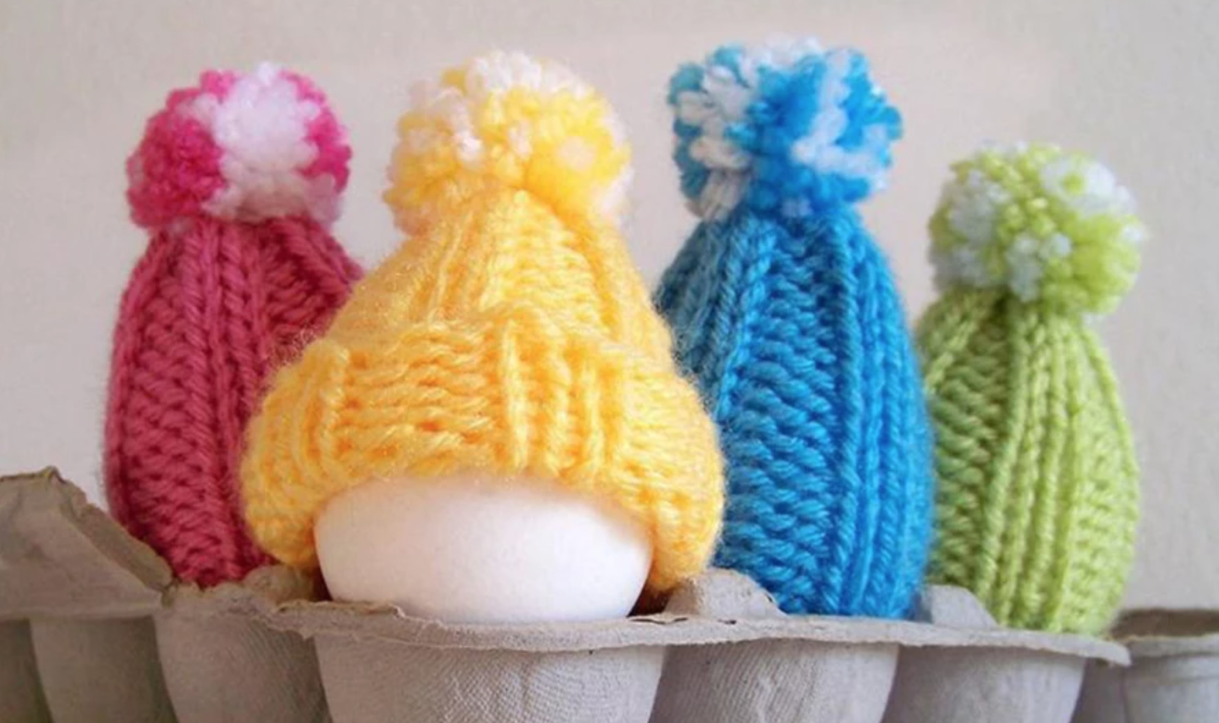 bright pom pom knit hats