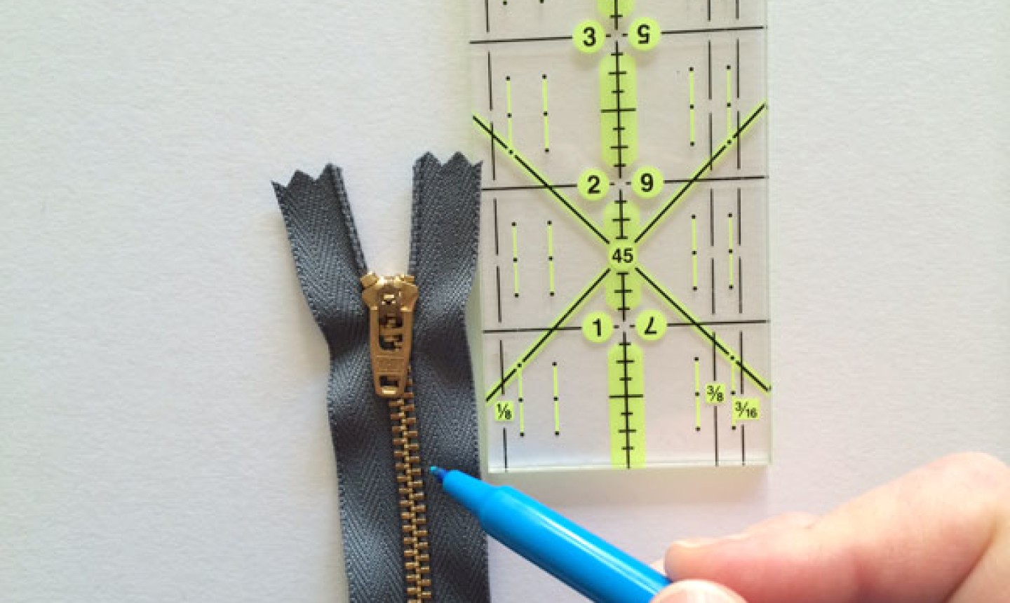 measuring and marking metal zipper