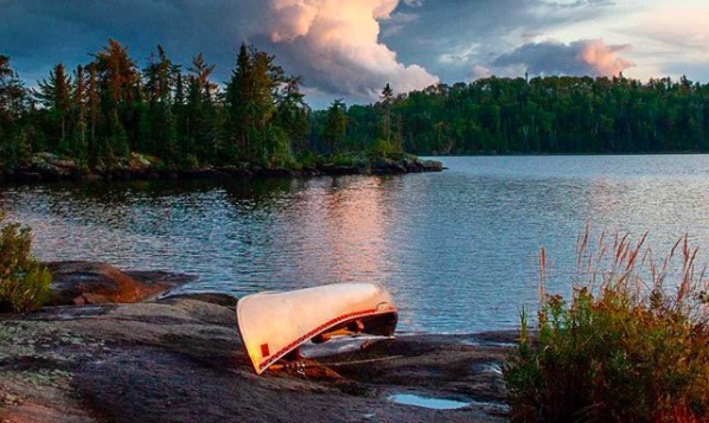 canoe on river bank