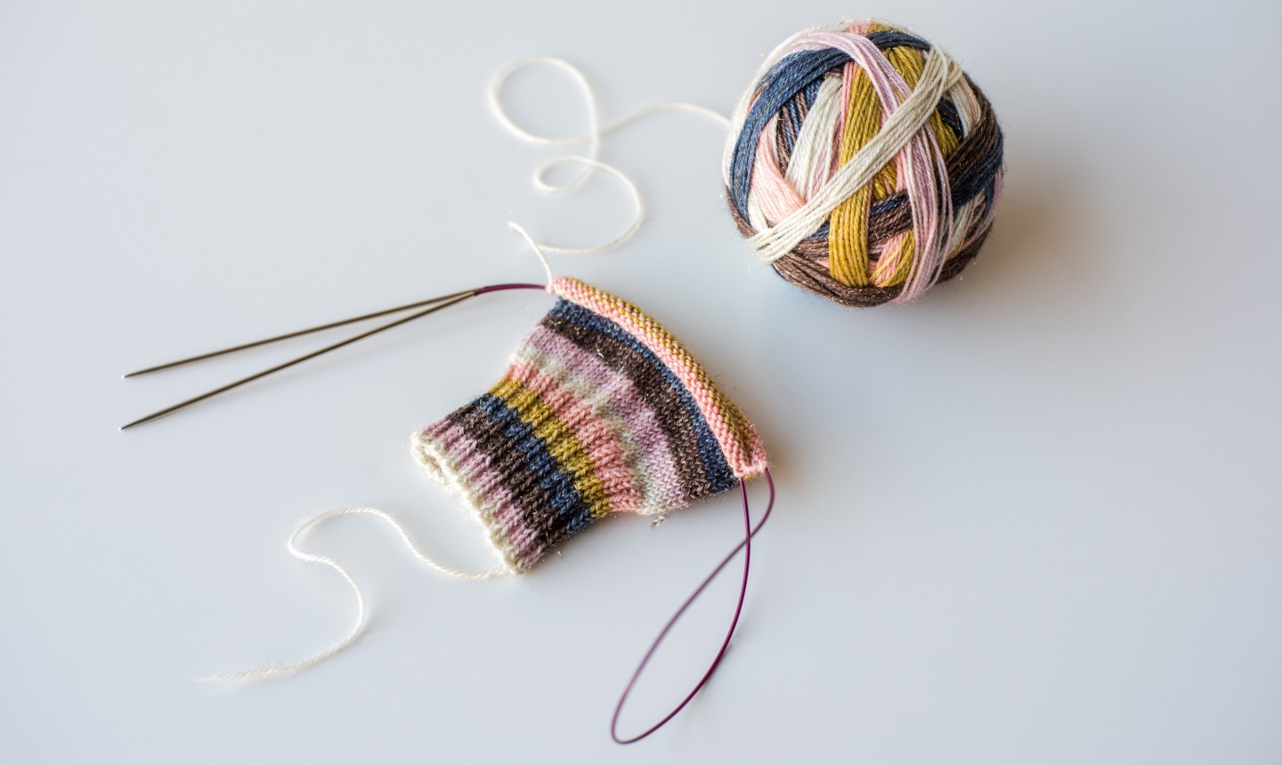 colorful magic loop sock