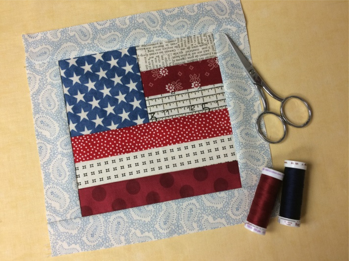 Scrappy American flag quilt