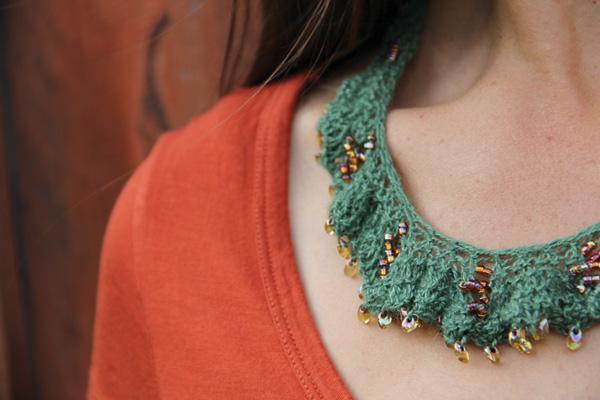 Knitted necklace sale with beads