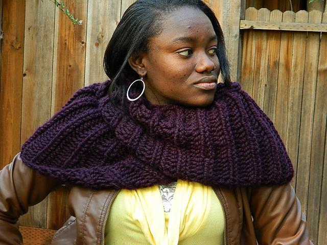 Popcorn Knit Infinity Scarf - Orange