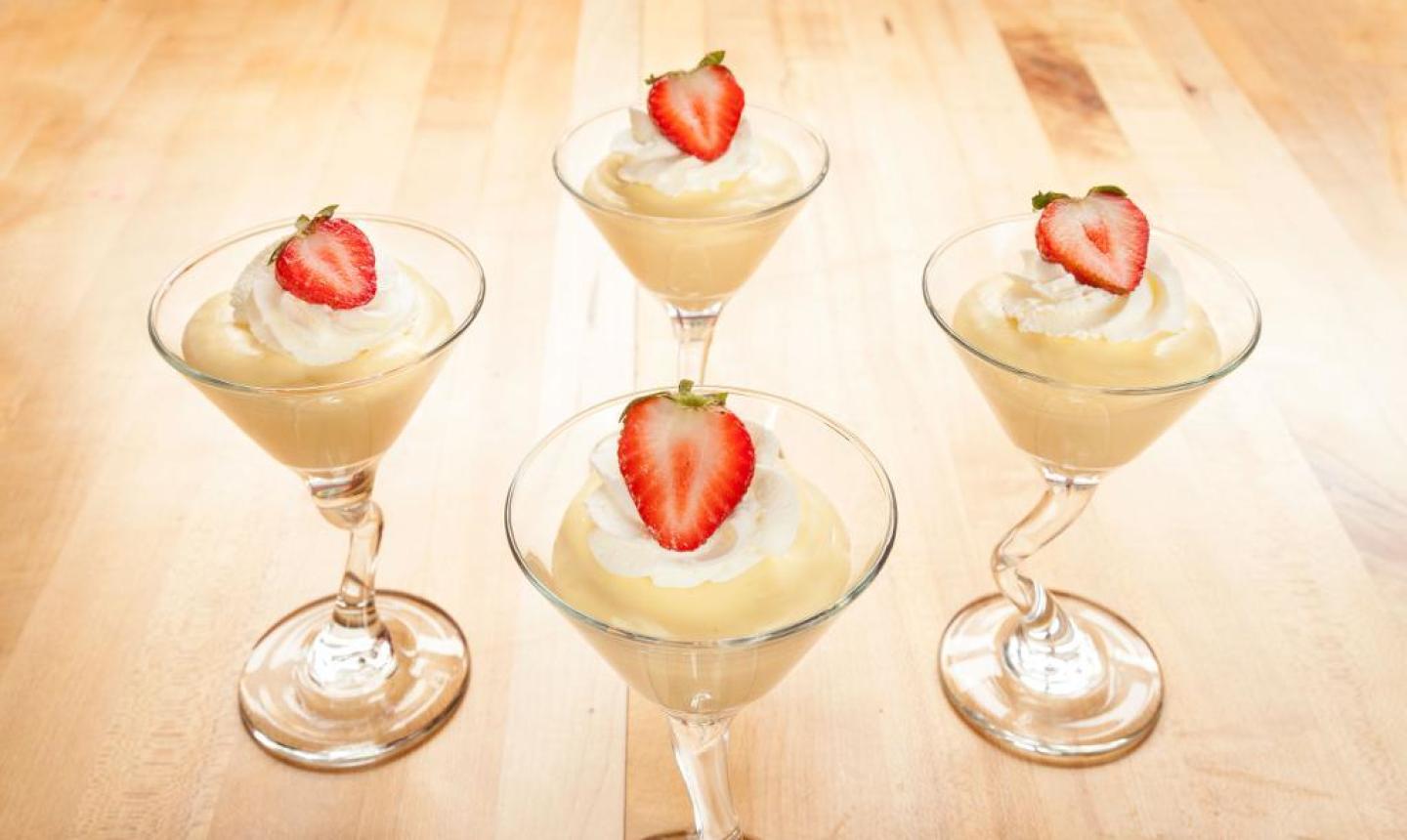 desserts with whipped cream and strawberries