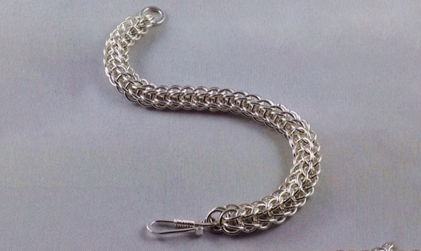 Bracelet large dainty links vintage hook closure sterling silver