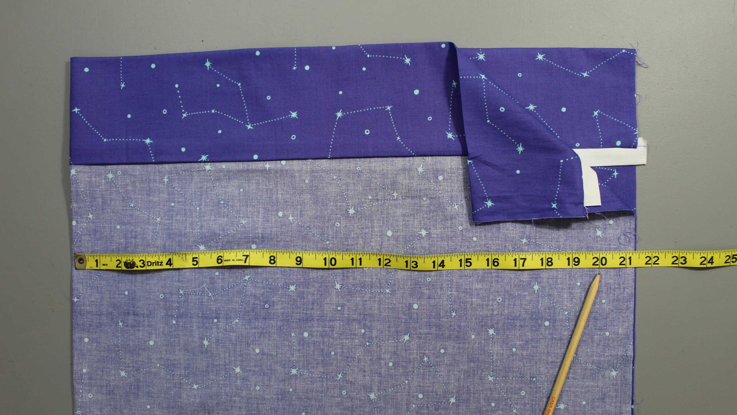 Fabric ruler on constellation fabric