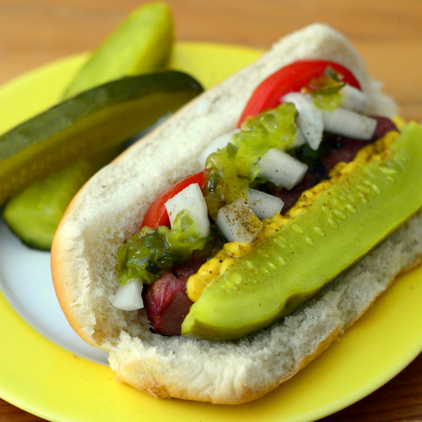 Chicago Char Dog with Fresh Cucumber Relish Recipe