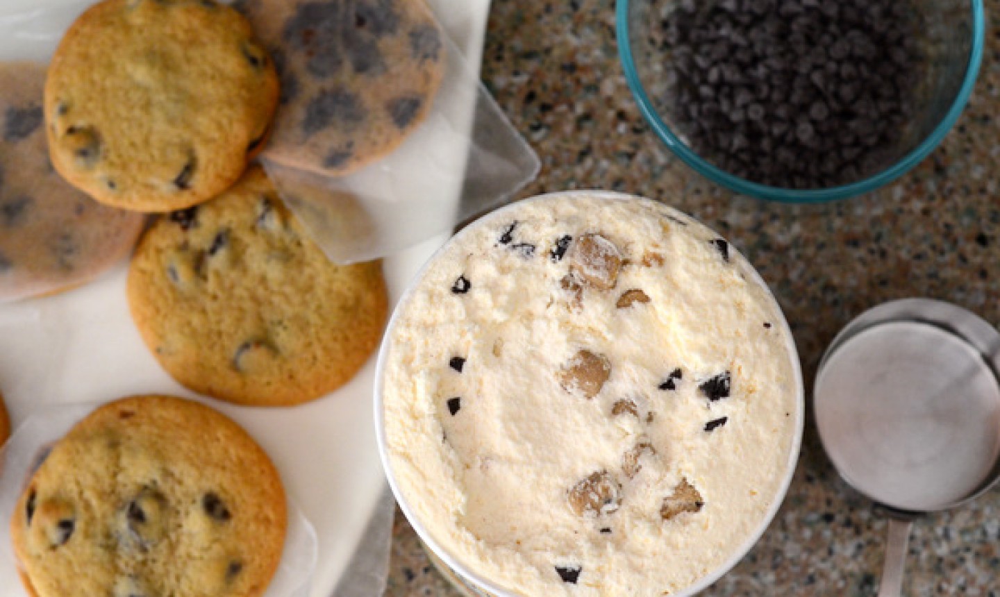 ice cream and chocolate chip cookies