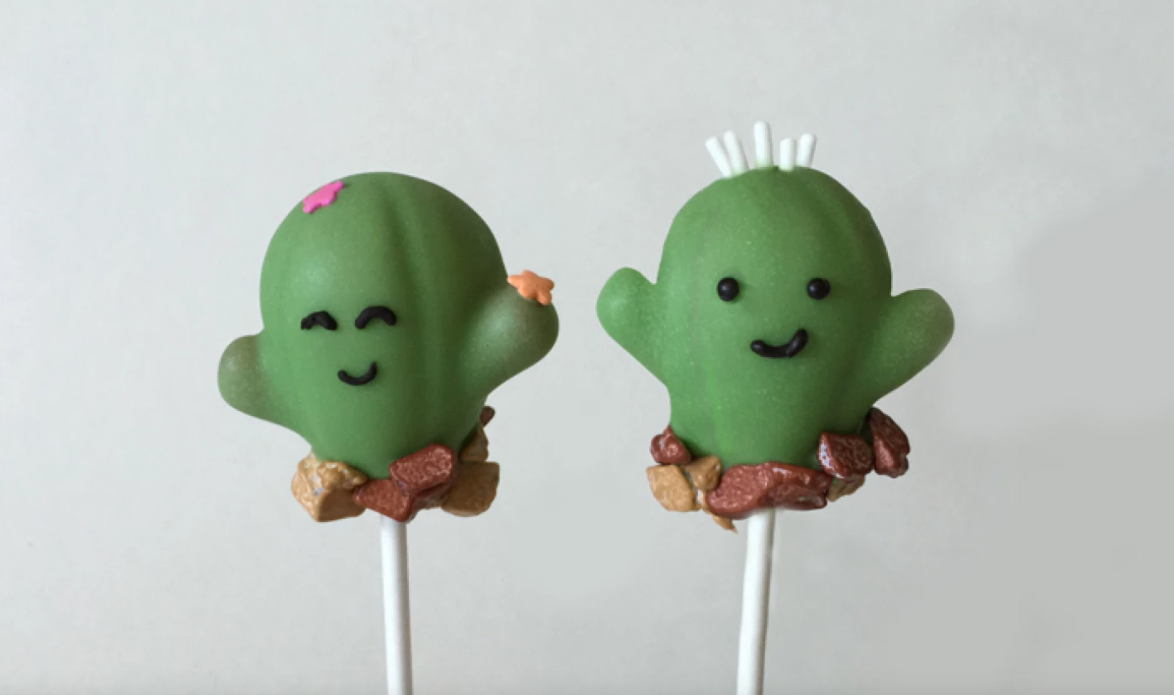 two cactus cake pops