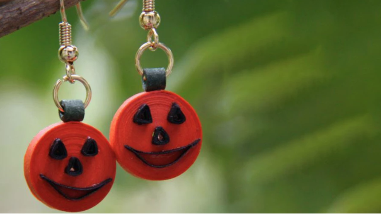 quilled jack-o-lantern earrings