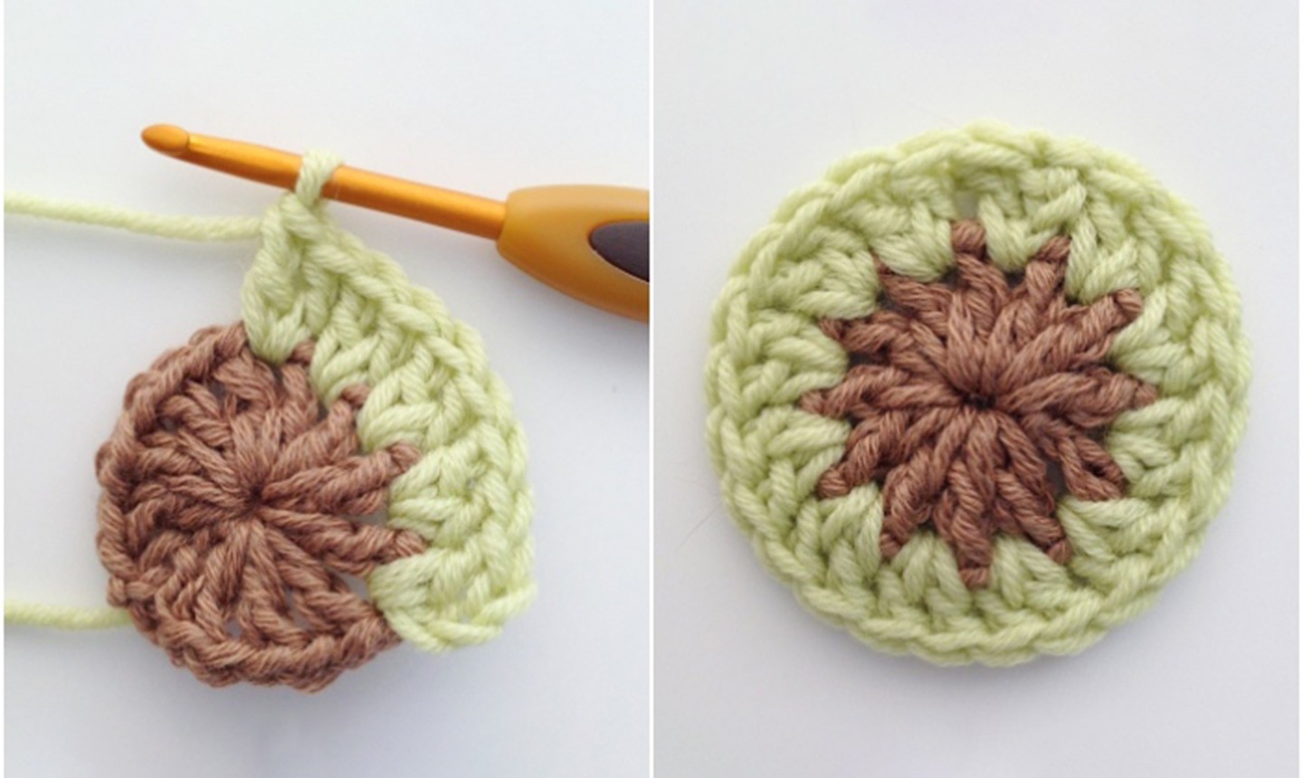 crochet hexagon rounds 1 and 2