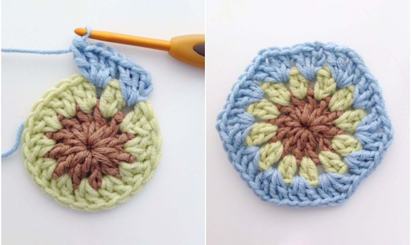 crocheting hexagon color 3