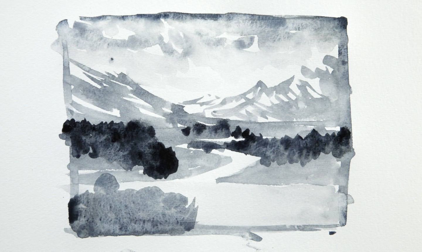 mountain watercolor sketch