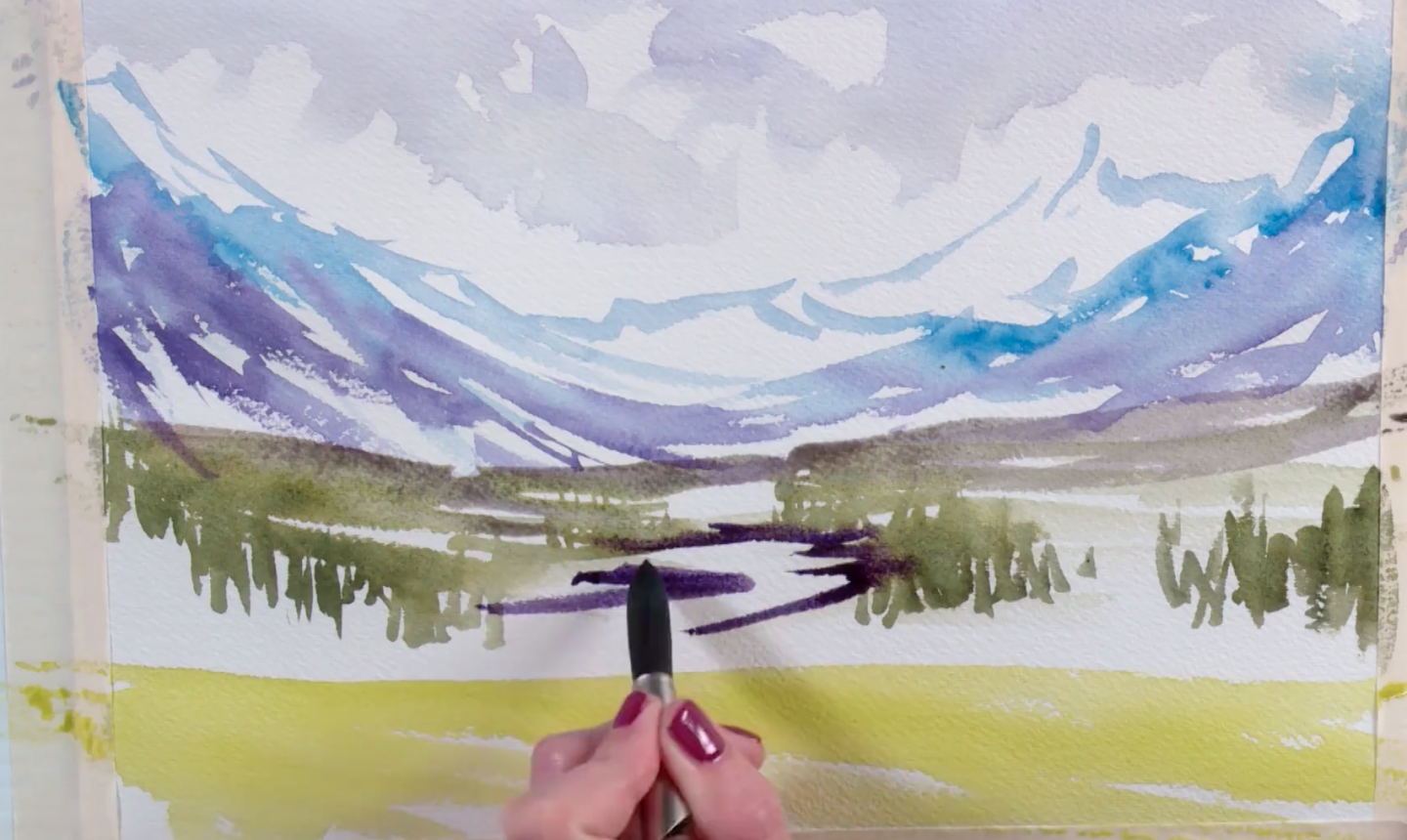 painting mountain watercolor sketch