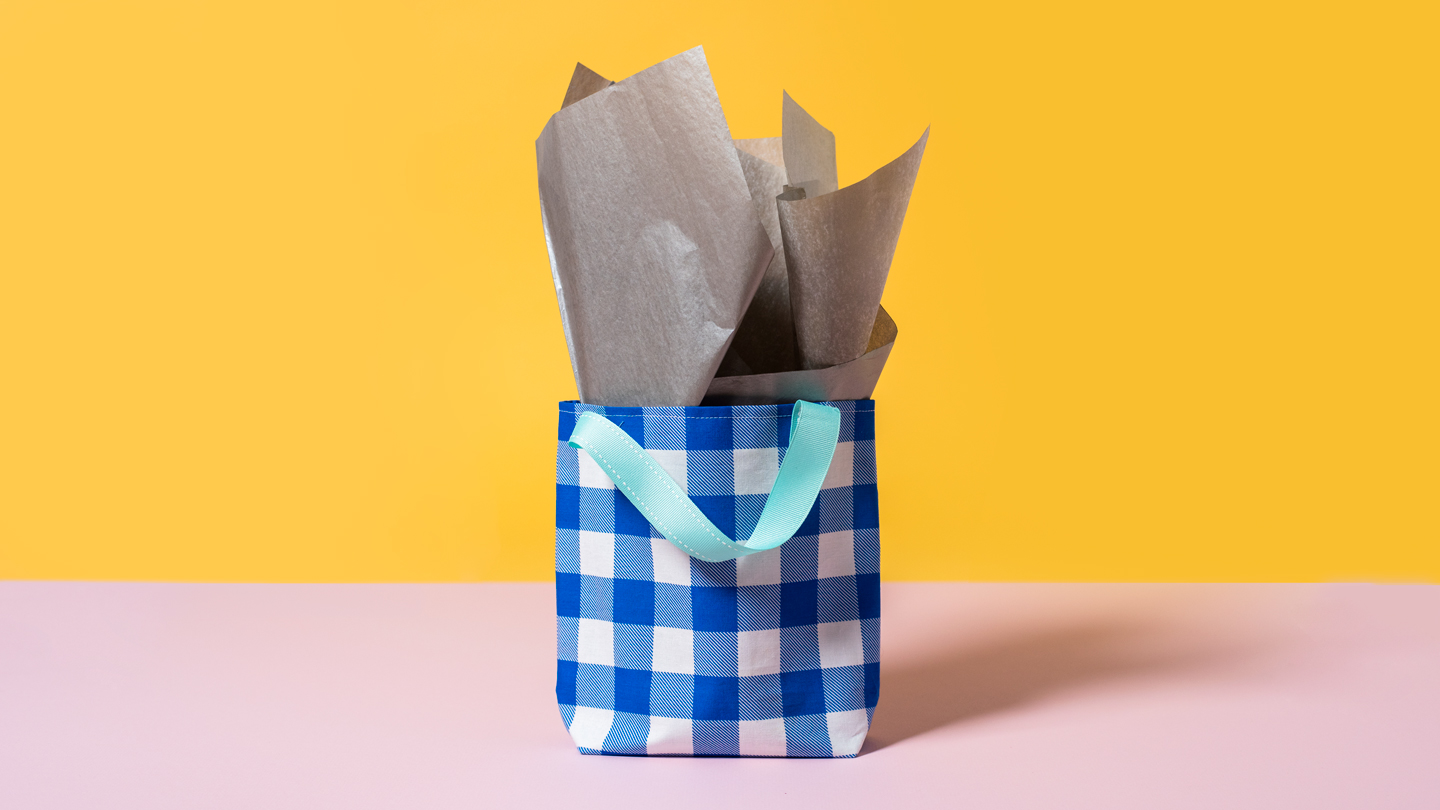 sewn plaid gift bag