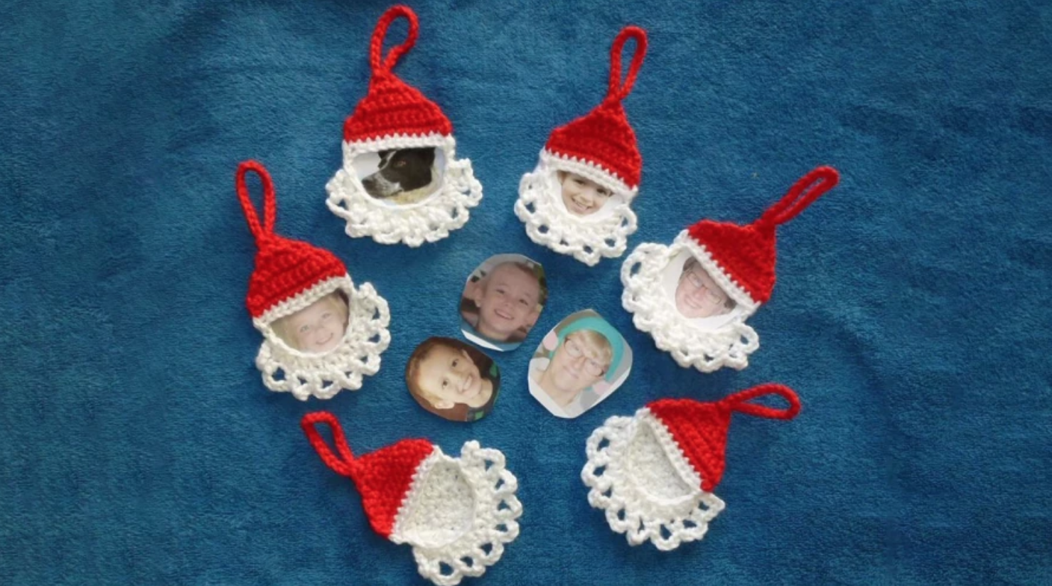 crochet santa frames with family photos