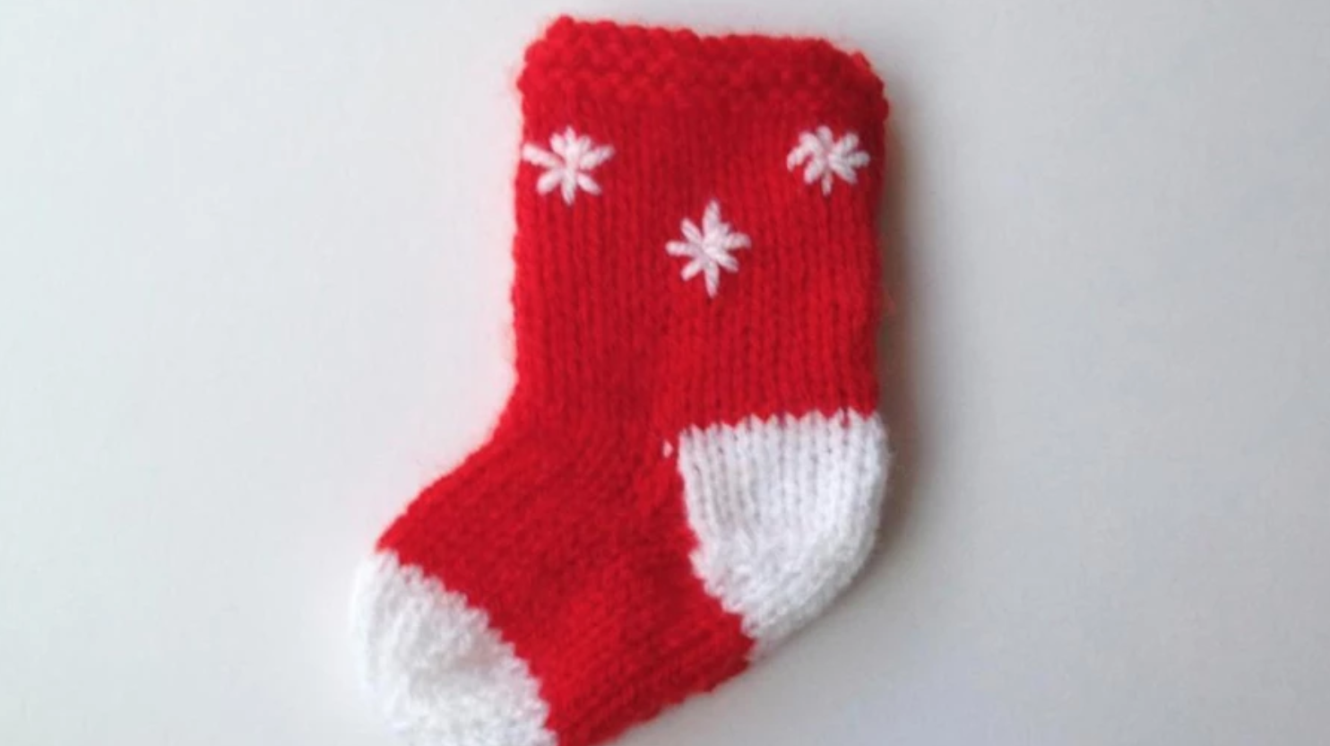 red and white knit small stocking