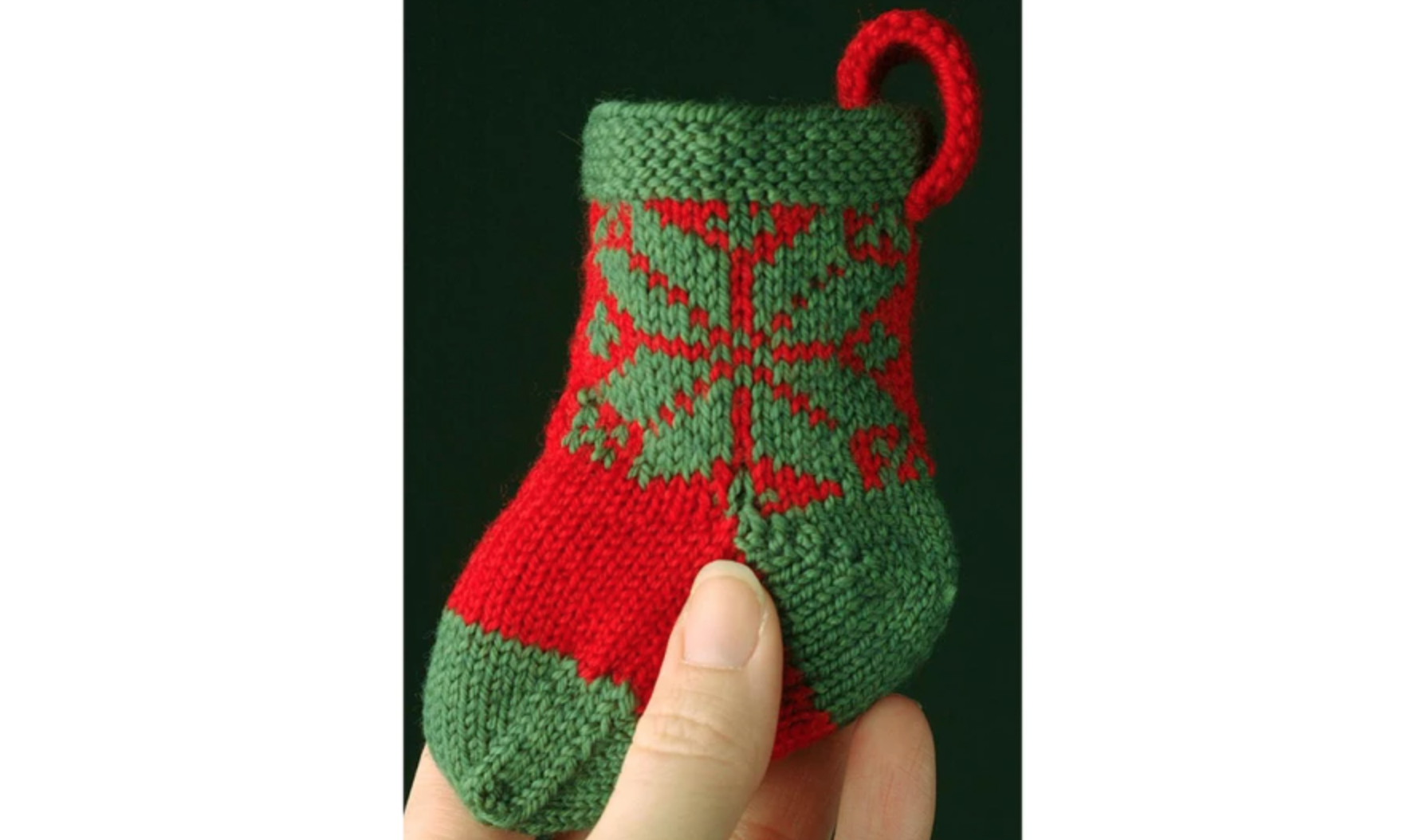 tiny green and red christmas stocking