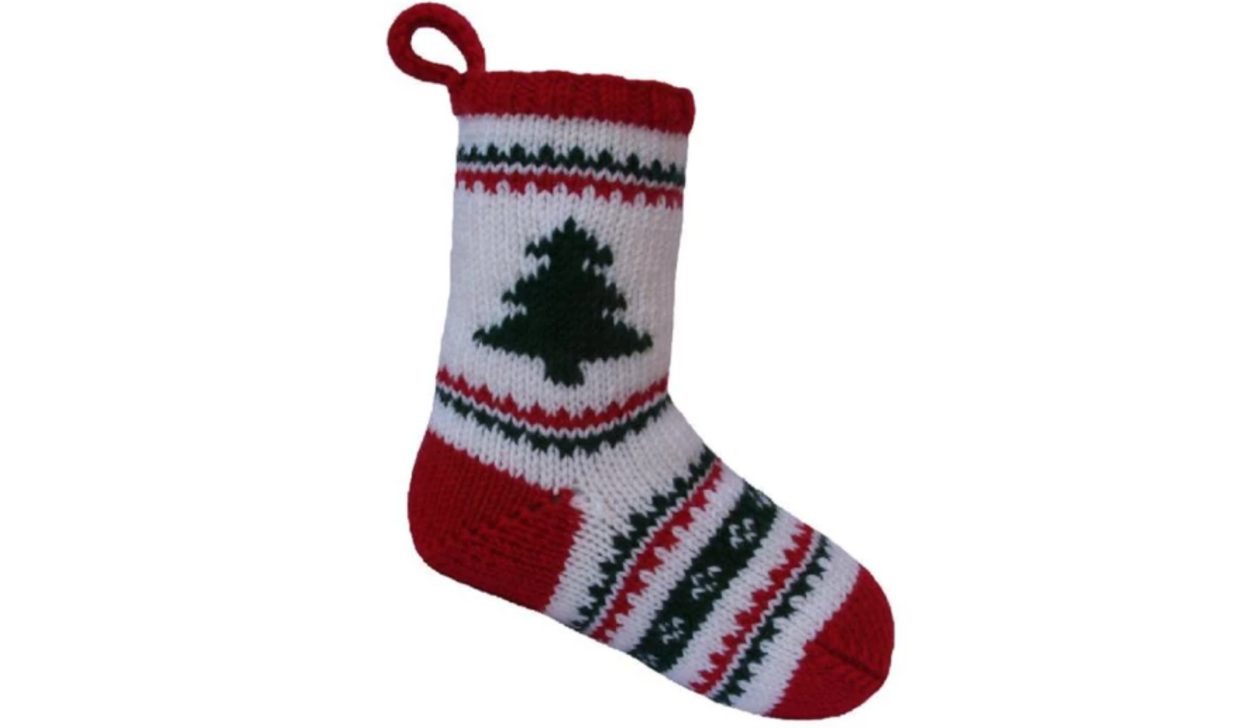 calza a maglia con albero di Natale