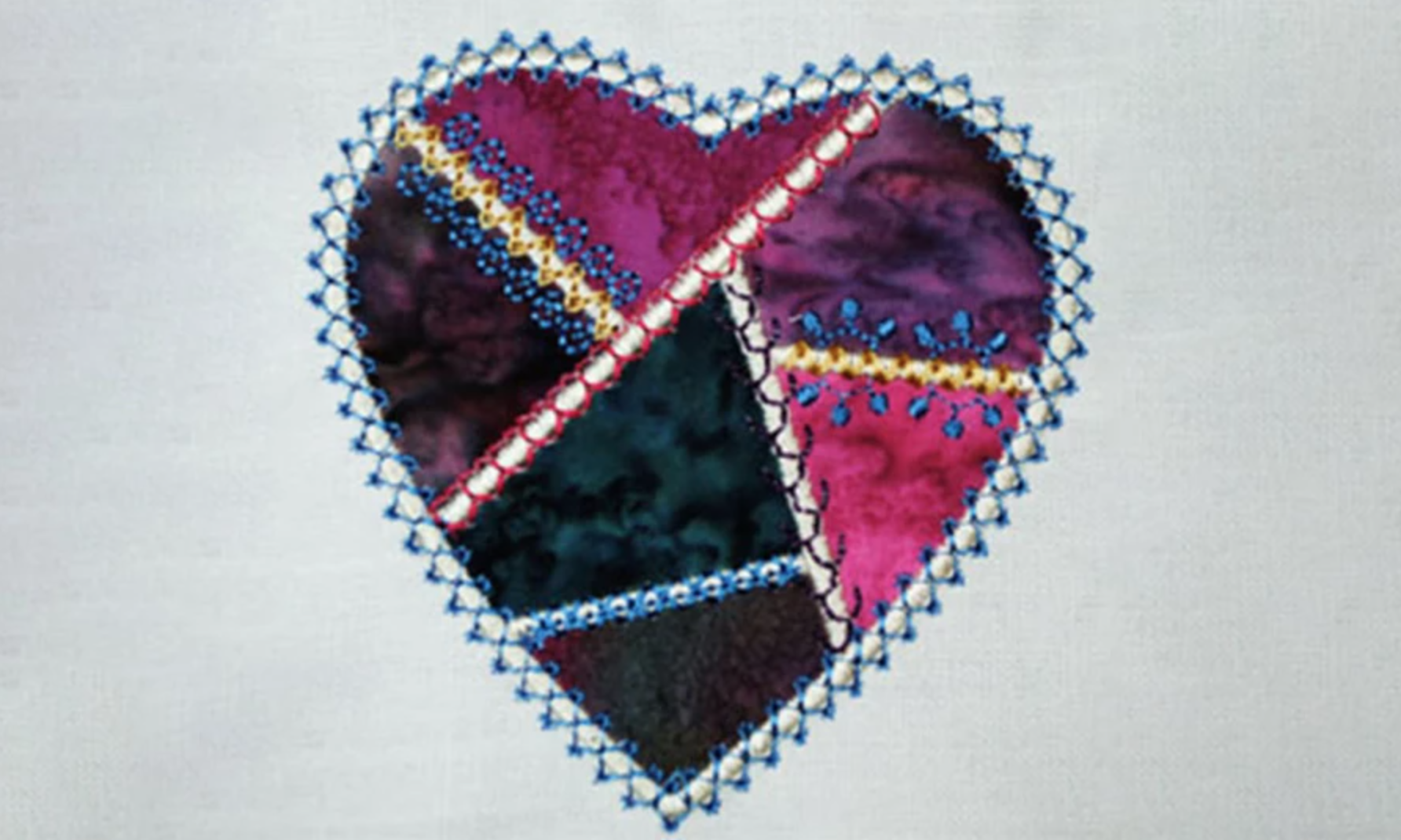 machine embroidered heart