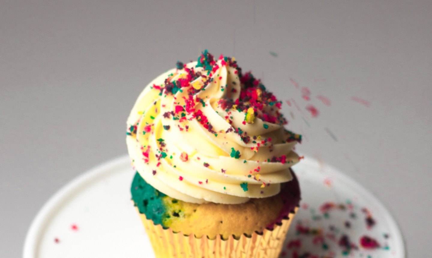 rainbow cupcake with sprinkles