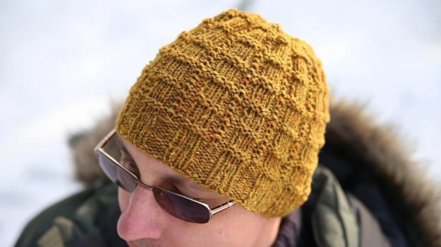 mustard knit beanie