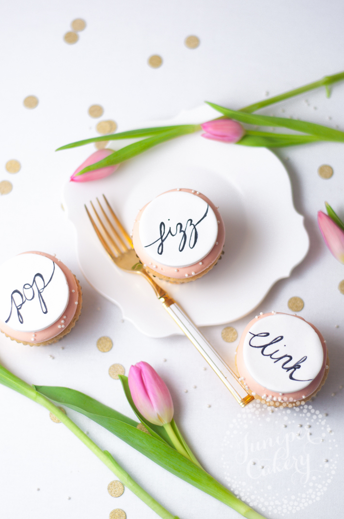 hand painted calligraphy cupcakes