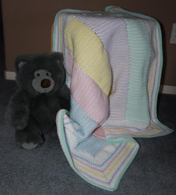 Reversible Tunisian Stripe Baby Afghan