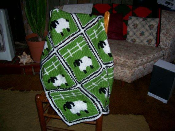 Sheep in a Meadow Afghan