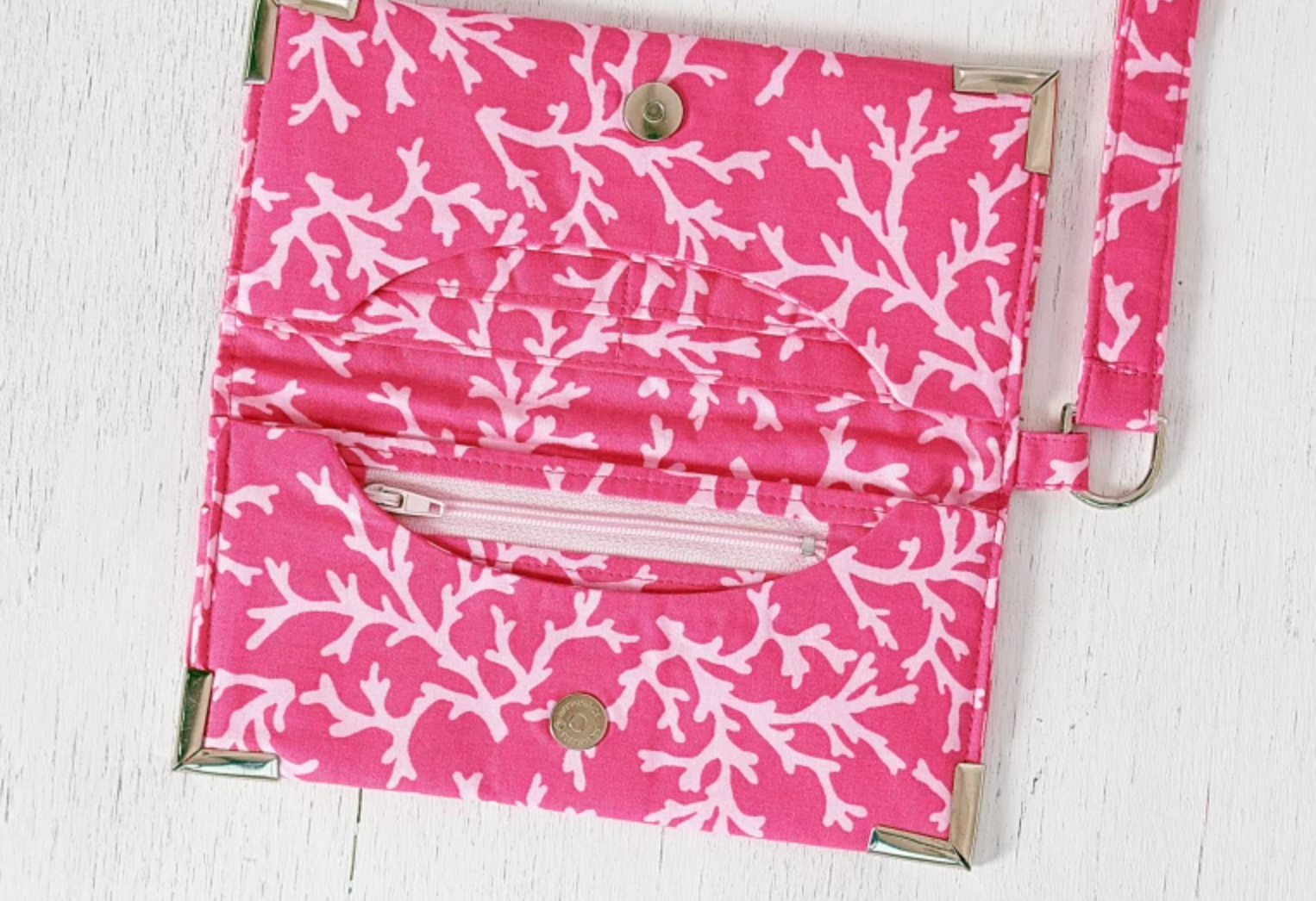 pink sewn wallet