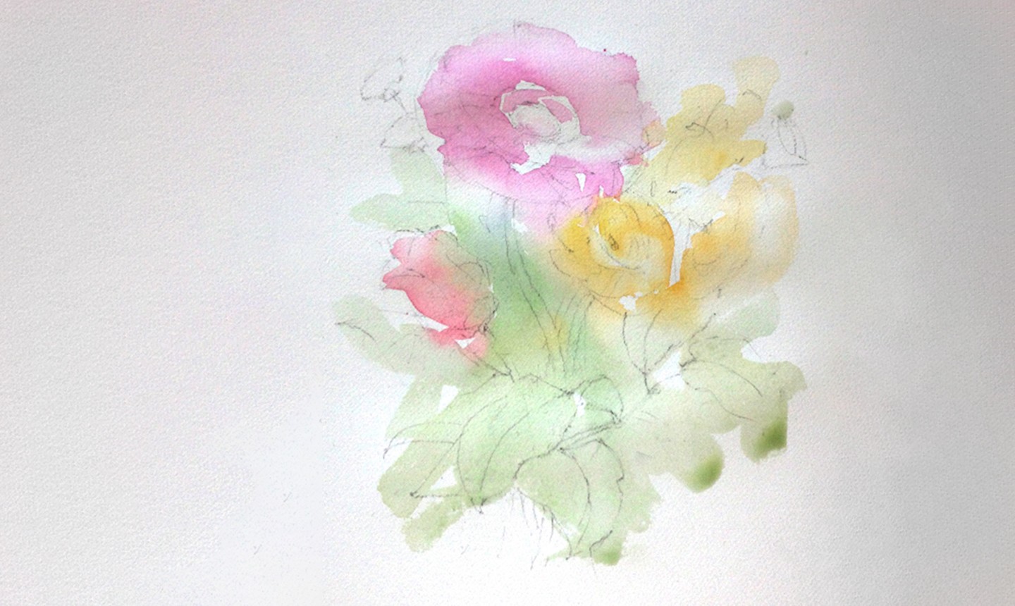 watercolor bouquet first wash