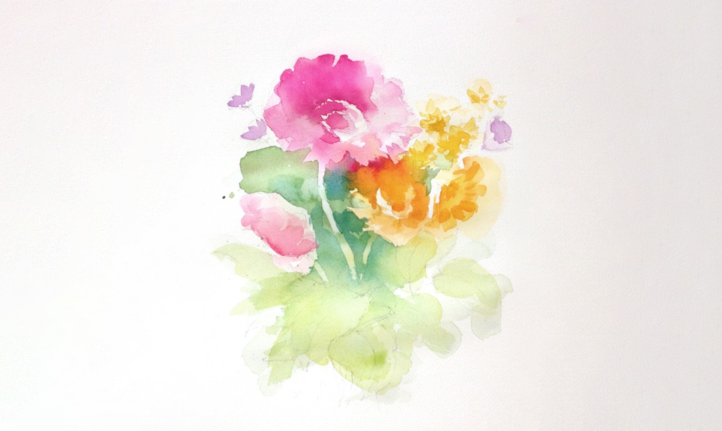 watercolor bouquet midtones