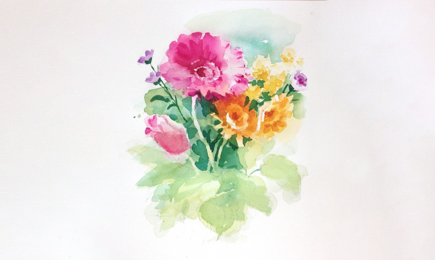 creating depth watercolor bouquet