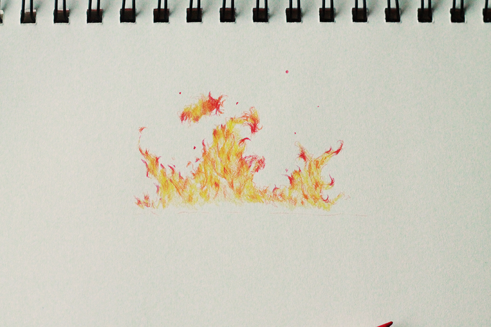 realistic fire drawing color