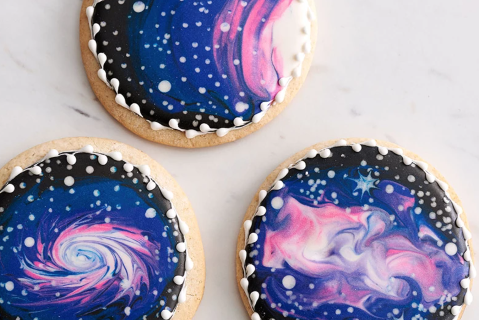 royal icing galaxy cookies