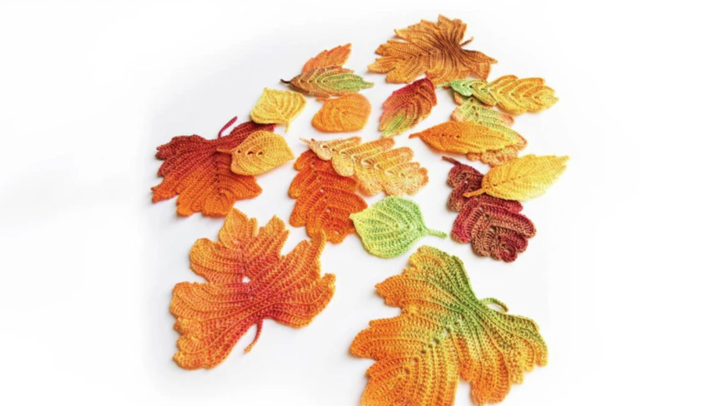 crochet applique autumn leaves