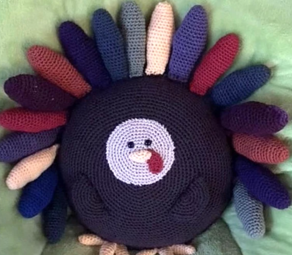 crochet turkey pillow