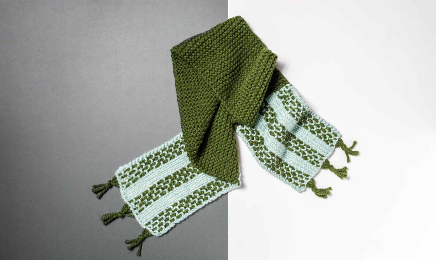 Green fringe scarf